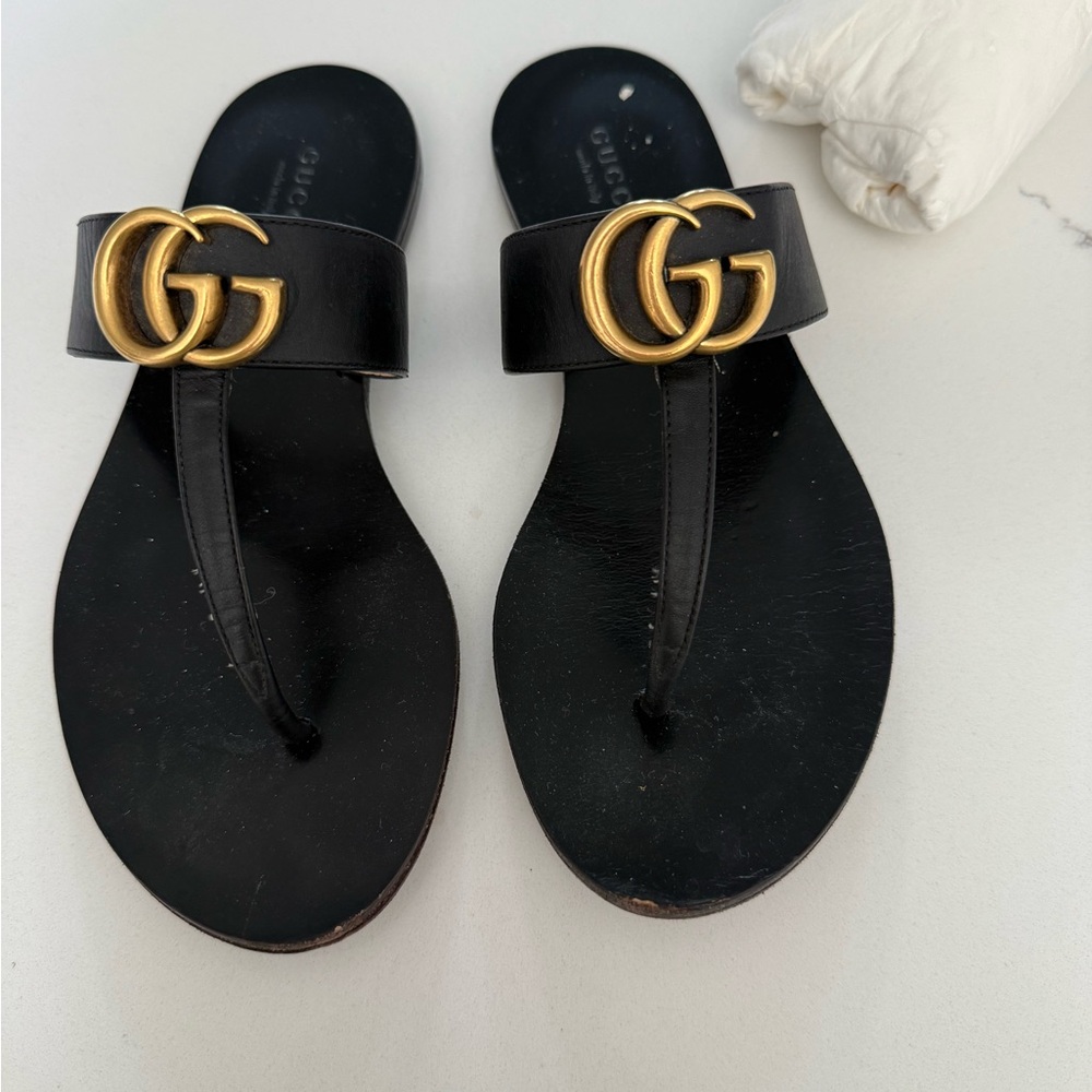 Gucci Black and Gold Sandals